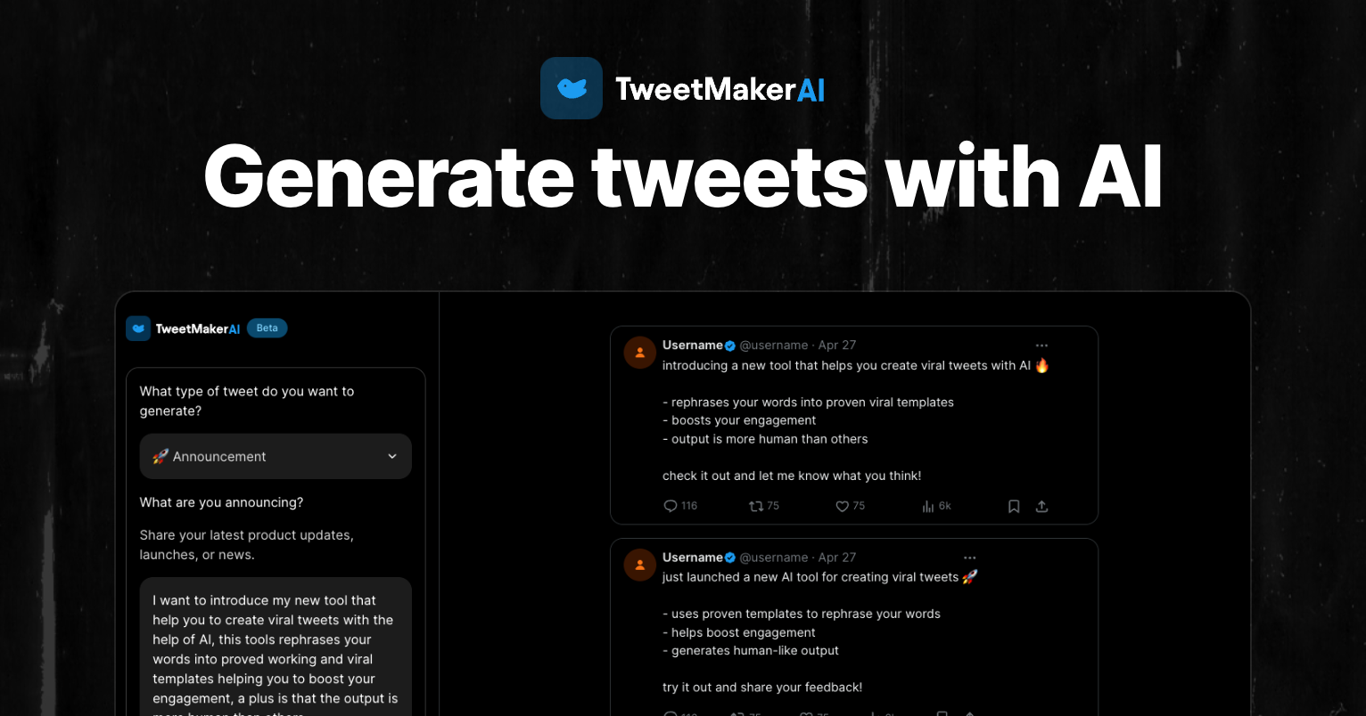 Tweet Maker AI | Generate tweets with AI